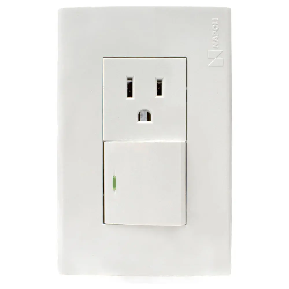 Mixto 1 interruptor + 1 toma corriente (Blanco)