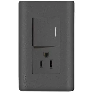 Mixto 1 interruptor + 1 toma corriente (Negro)