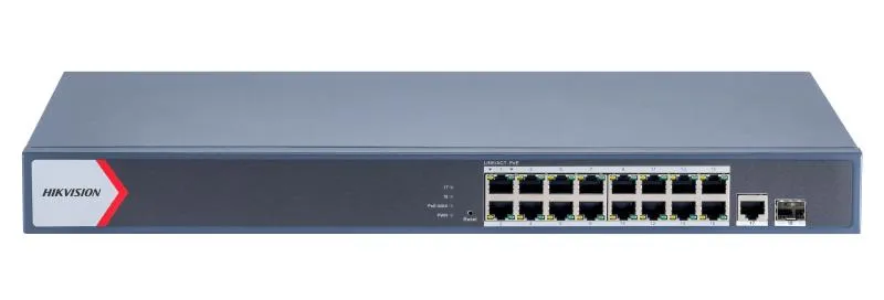 [DS-3E1518P-EI] SWITCH POE 16 CH 10/100/1000MB + 1 10/100/1000MB + 1 FIBRA GIGABITE 230W