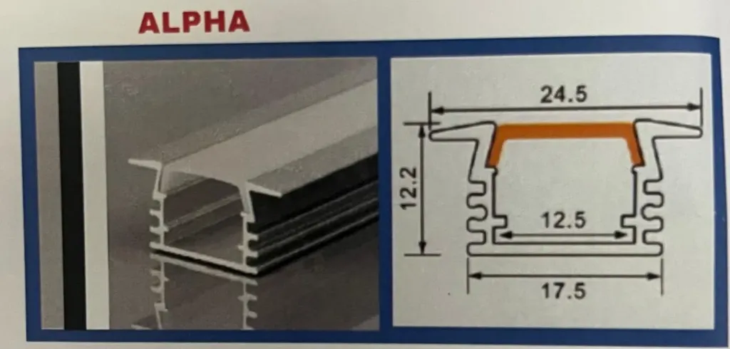 [DXBPB03] Perfil de Aluminio Alpha Lite empotrable blanco