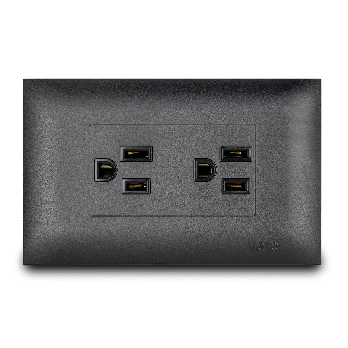 [VIP12278] Tomacorriente doble 2P+E Veto (Negro)