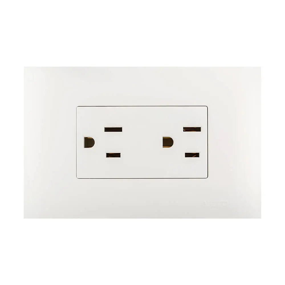 [VIP12070] Tomacorriente doble 2P+E Veto (Blanco)
