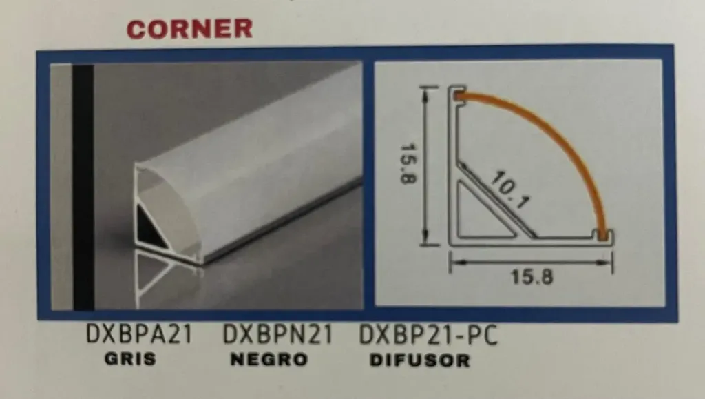 PERFIL DE ALUMINIO CORNER GRIS
