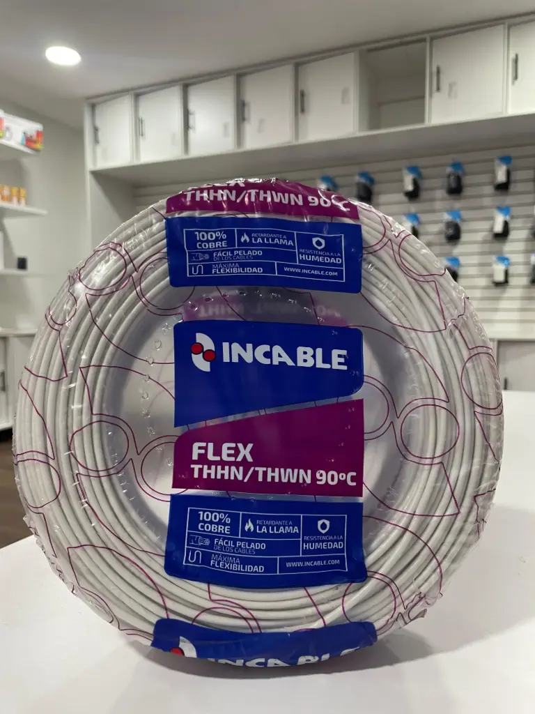 [23200200] Cable Cu Flexible THHN/THWN 12  AWG 600 V 90 ºC Rollo 100 m (Blanco) 
