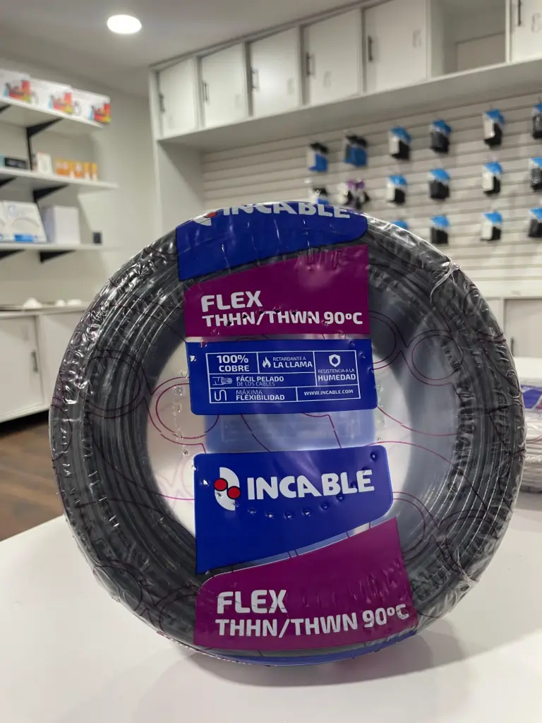 [23200201] Cable Cu Flexible THHN/THWN 12  AWG 600 V 90 ºC Rollo 100 m (Negro) 