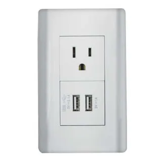 TOMACORRIENTE 15A PLATEADO + JACK 2xUSB (2.1A+1A)
