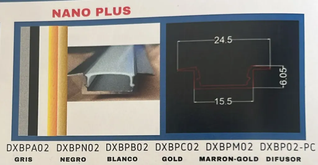 PERFIL DE ALUMINIO NANO PLUS GOLD