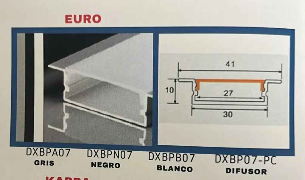 PERFIL DE ALUMINIO EURO GRIS