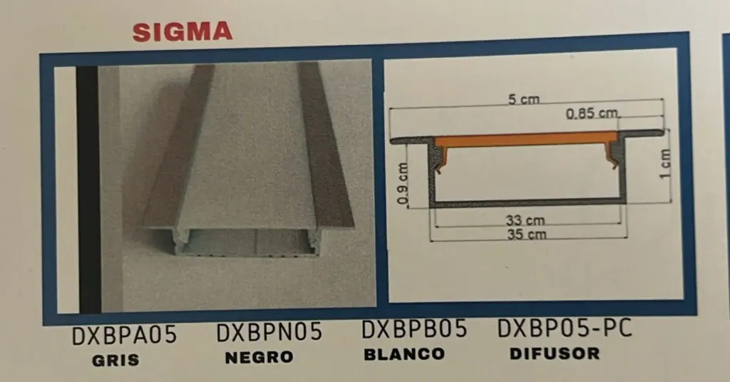 PERFIL DE ALUMINIO SIGMA GRIS
