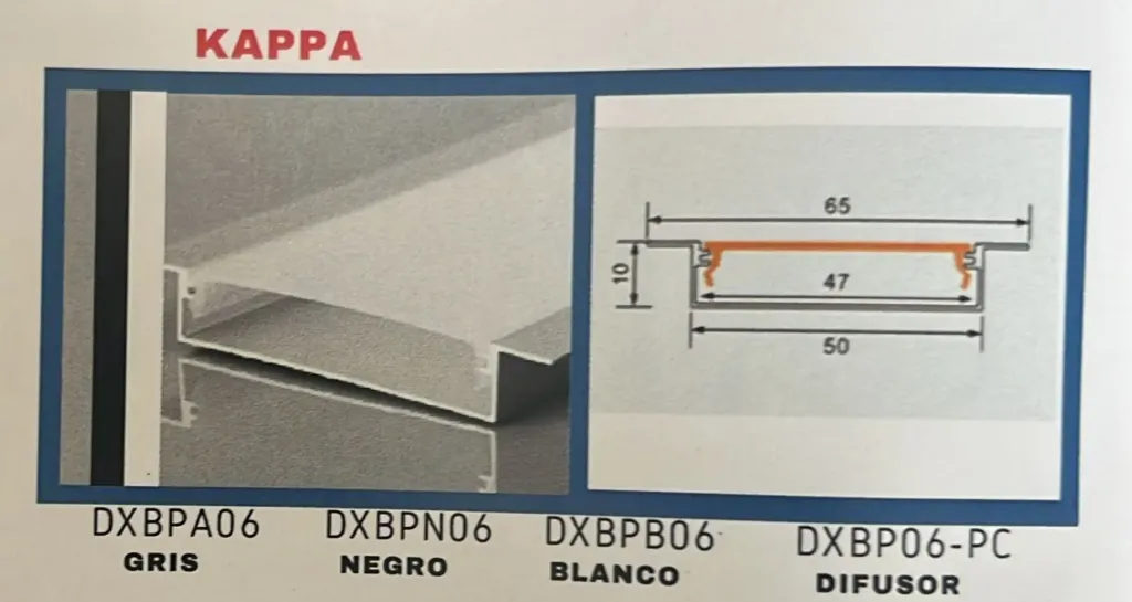 PERFIL DE ALUMINIO KAPPA NEGRO