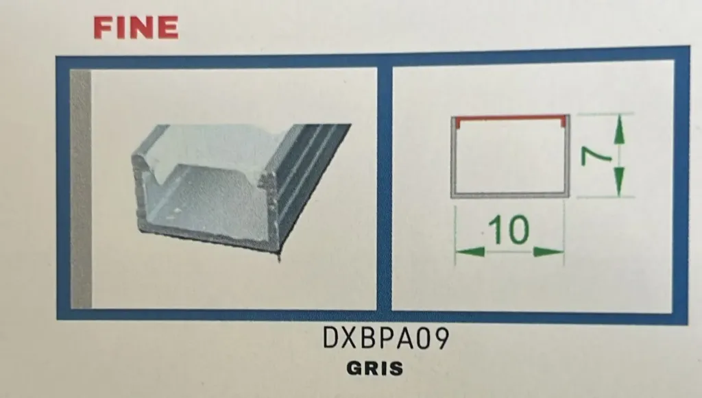PERFIL DE ALUMINIO FINE GRIS