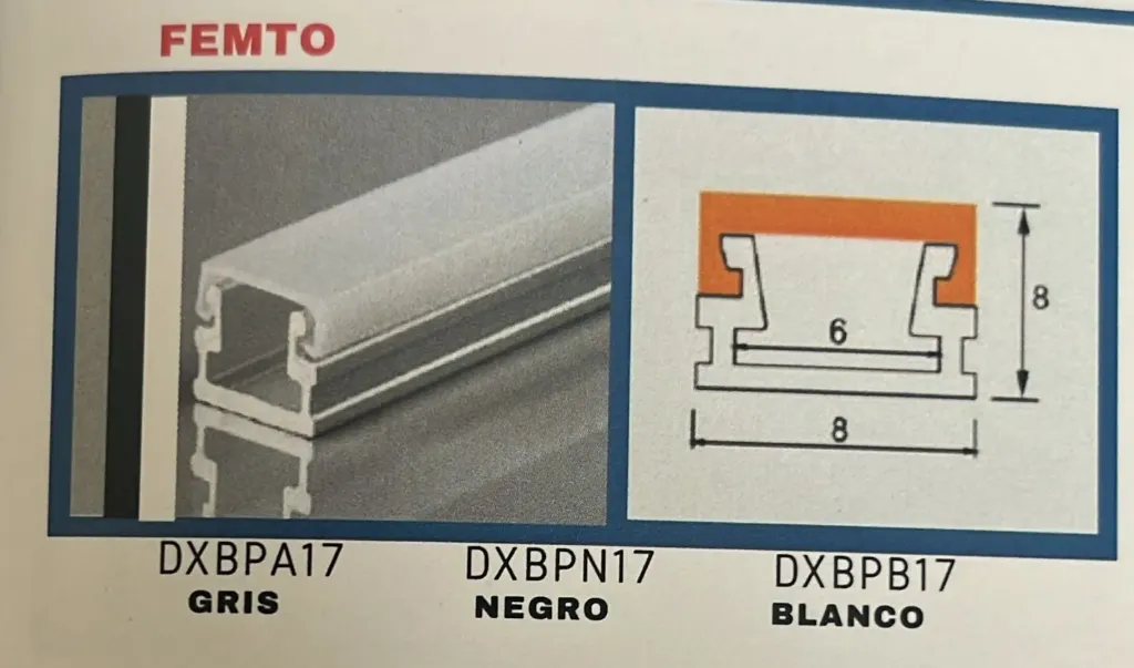 PERFIL DE ALUMINIO FEMTO NEGRO