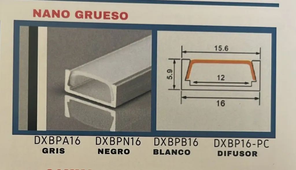 PERFIL DE ALUMINIO NANO GRUESO NEGRO