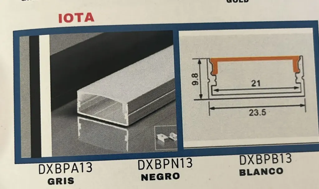 PERFIL DE ALUMINIO IOTA NEGRO
