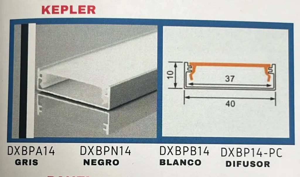 PERFIL DE ALUMINIO KEPLER GRIS
