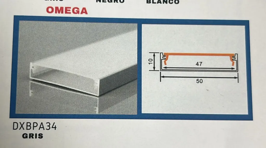 PERFIL DE ALUMINIO OMEGA GRIS