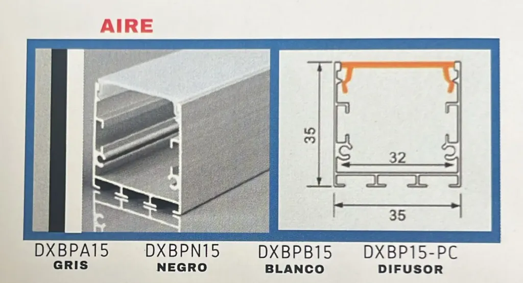 PERFIL DE ALUMINIO AIRE NEGRO