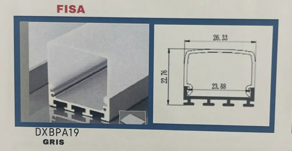 PERFIL DE ALUMINIO FISA GRIS
