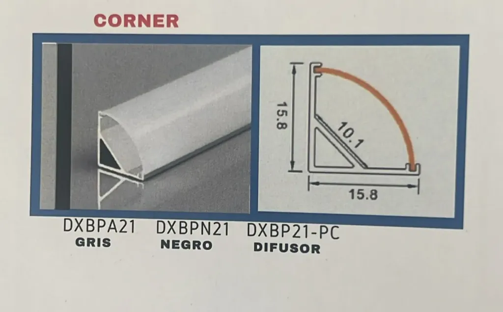 PERFIL DE ALUMINIO CORNER NEGRO