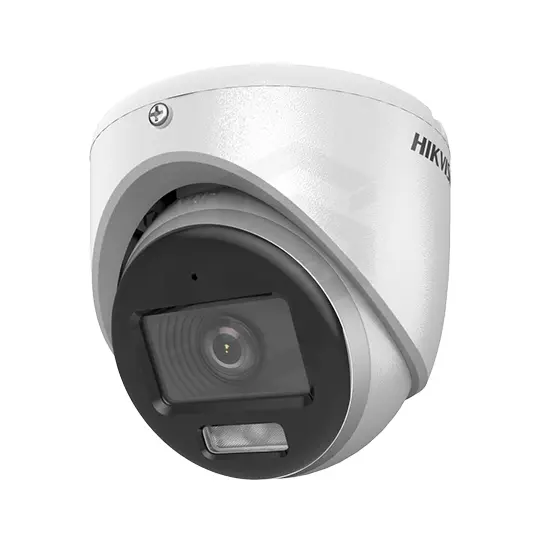 [DS-2CE70DF0T-LMFS] CAMARA DOMO HD 2MP | LENTE 2.8mm 20m IR | IP67 COLORVU | AUDIO (Metálica)